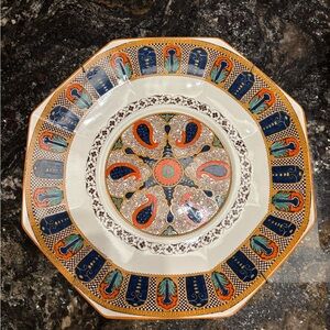 Antique Signed Wedgwood Etruria "Indian" Paisley 12” Octagonal Plate W/Hanger